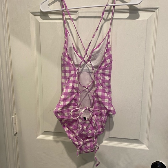J. Crew Pink Gingham One Piece Swimsuit - Picture 3 of 6